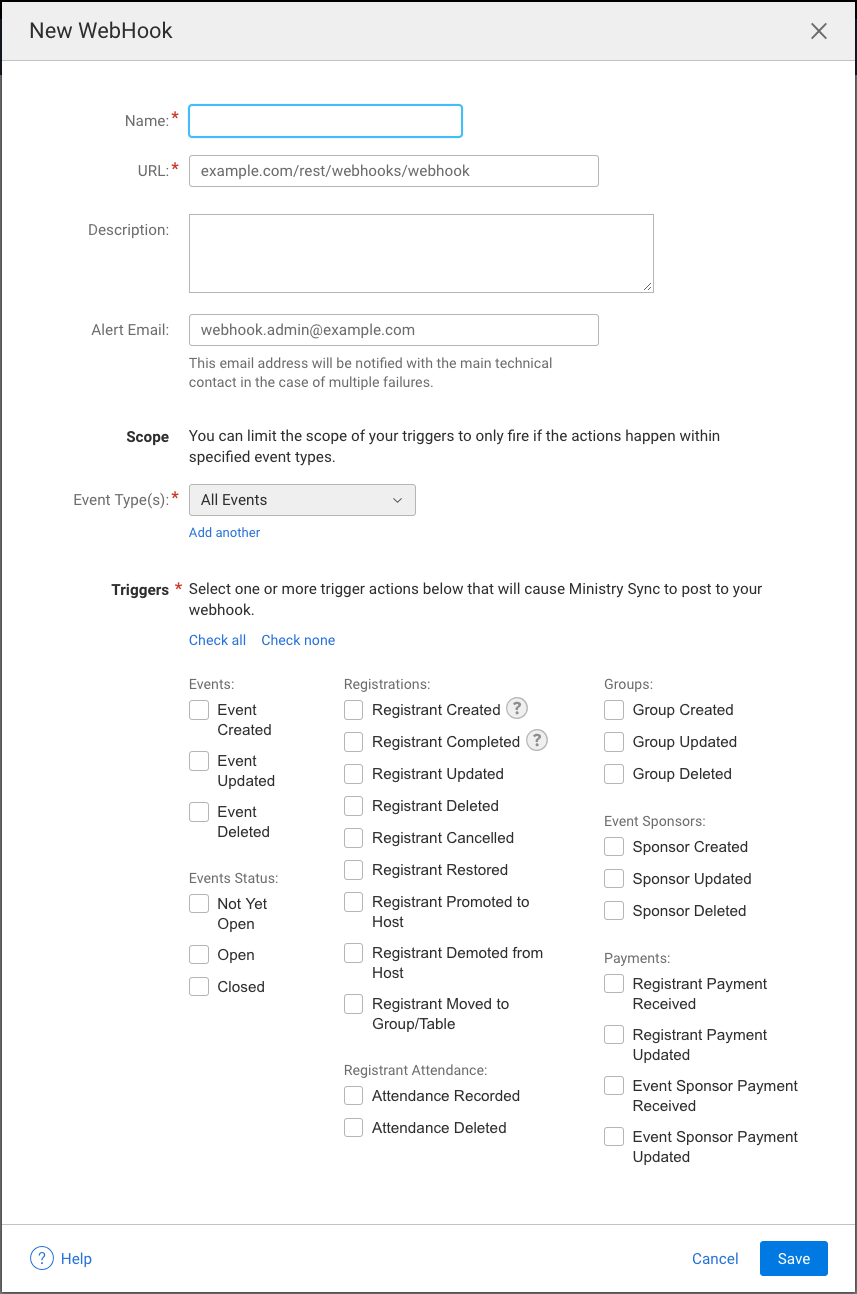 New Webhook Form